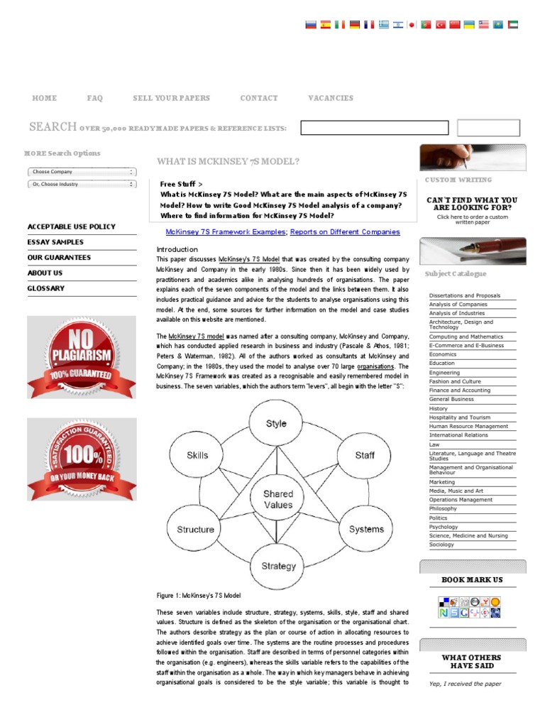 mckinsey 7s model critique advantages and disadvantages of mckinsey 7s model pdf